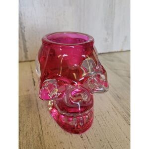 Halloween‎ pink skull votive heavy candle holder home decor